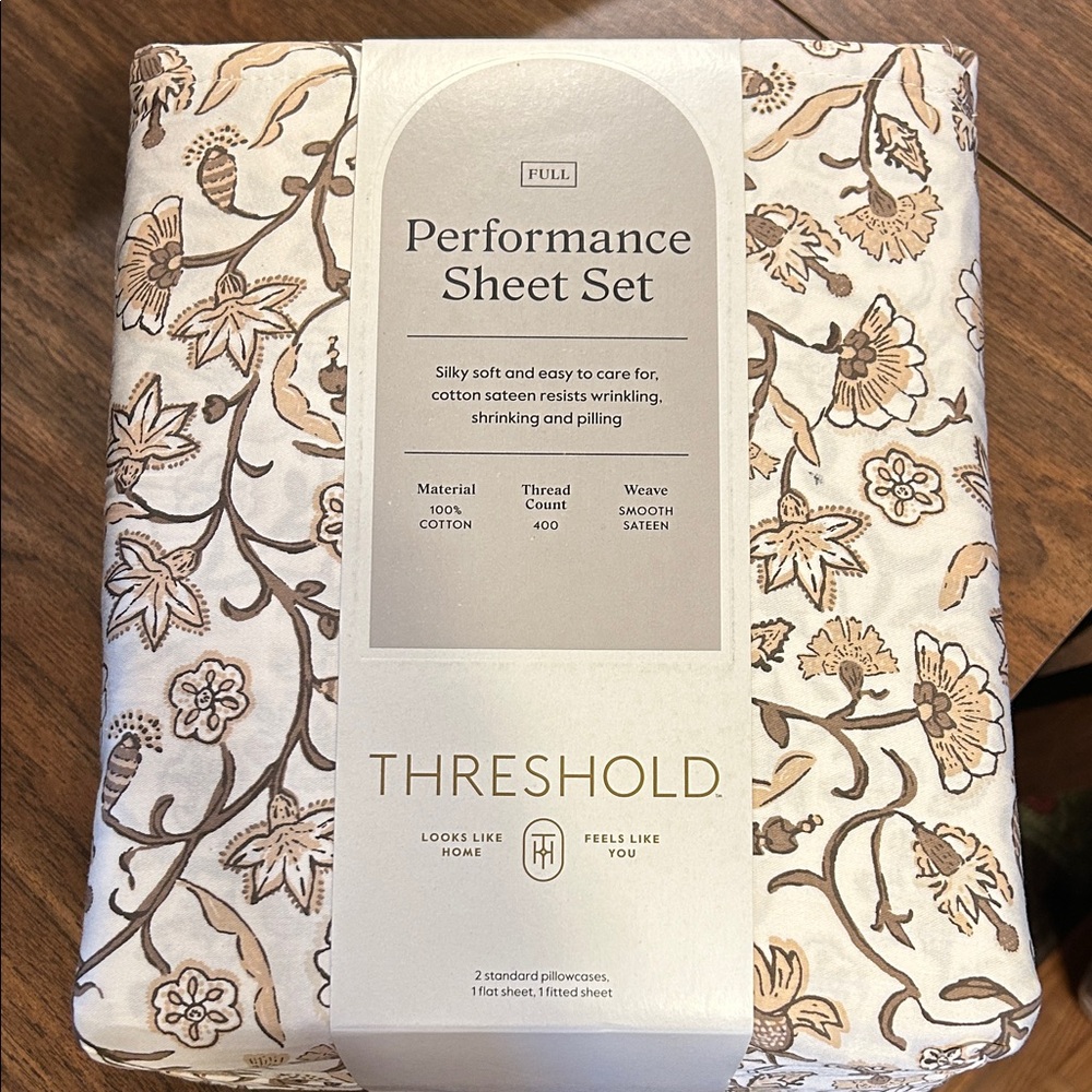 Threshold Floral Performance Sheet Set - Cream and Tan